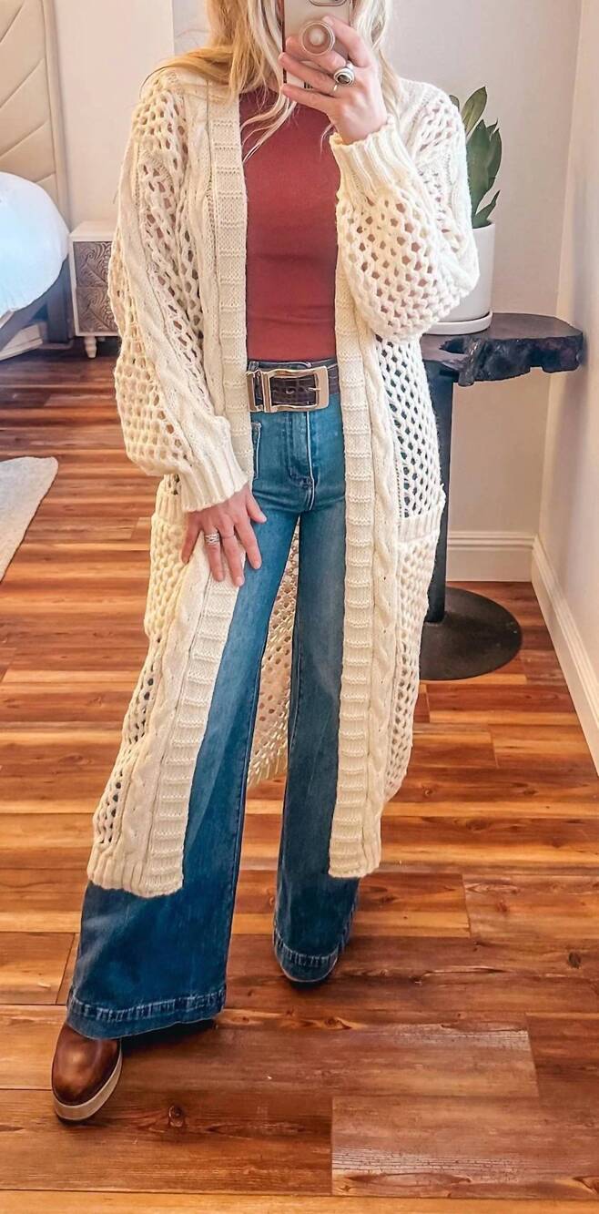 NEW BLAKELEY crochet knit cardigan in vanilla